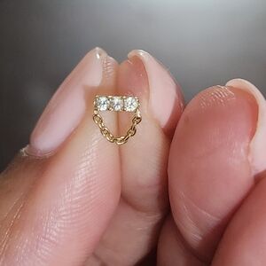 Pupil Hall 14k Major 3 diamond threadless end w/ chain